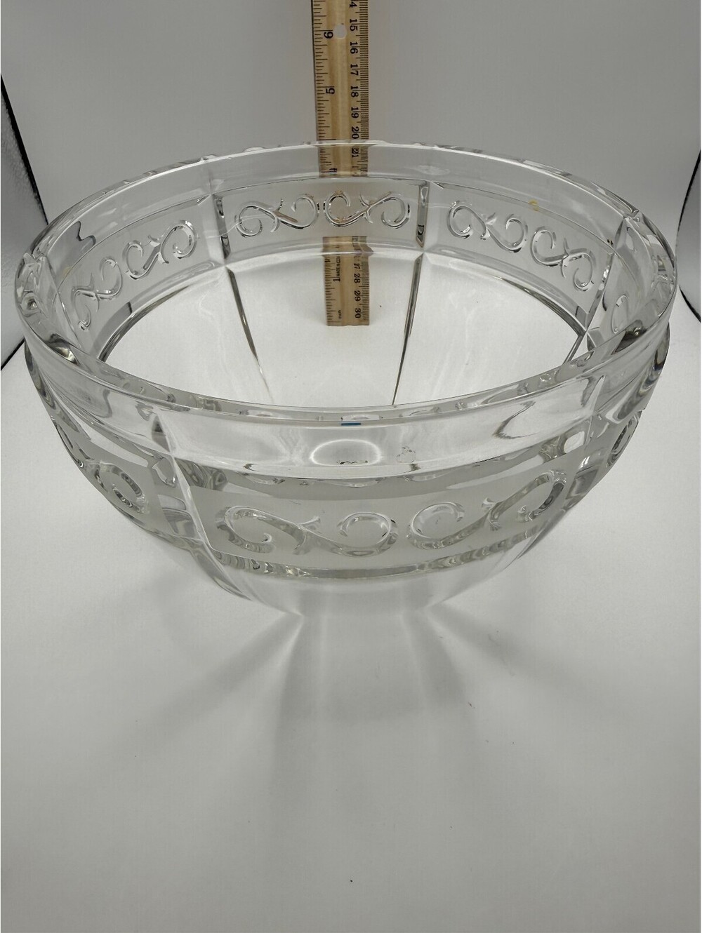 Rogaska Hand Cut Crystal Scalloped Serving Bowl Signed 10.5" Vintage